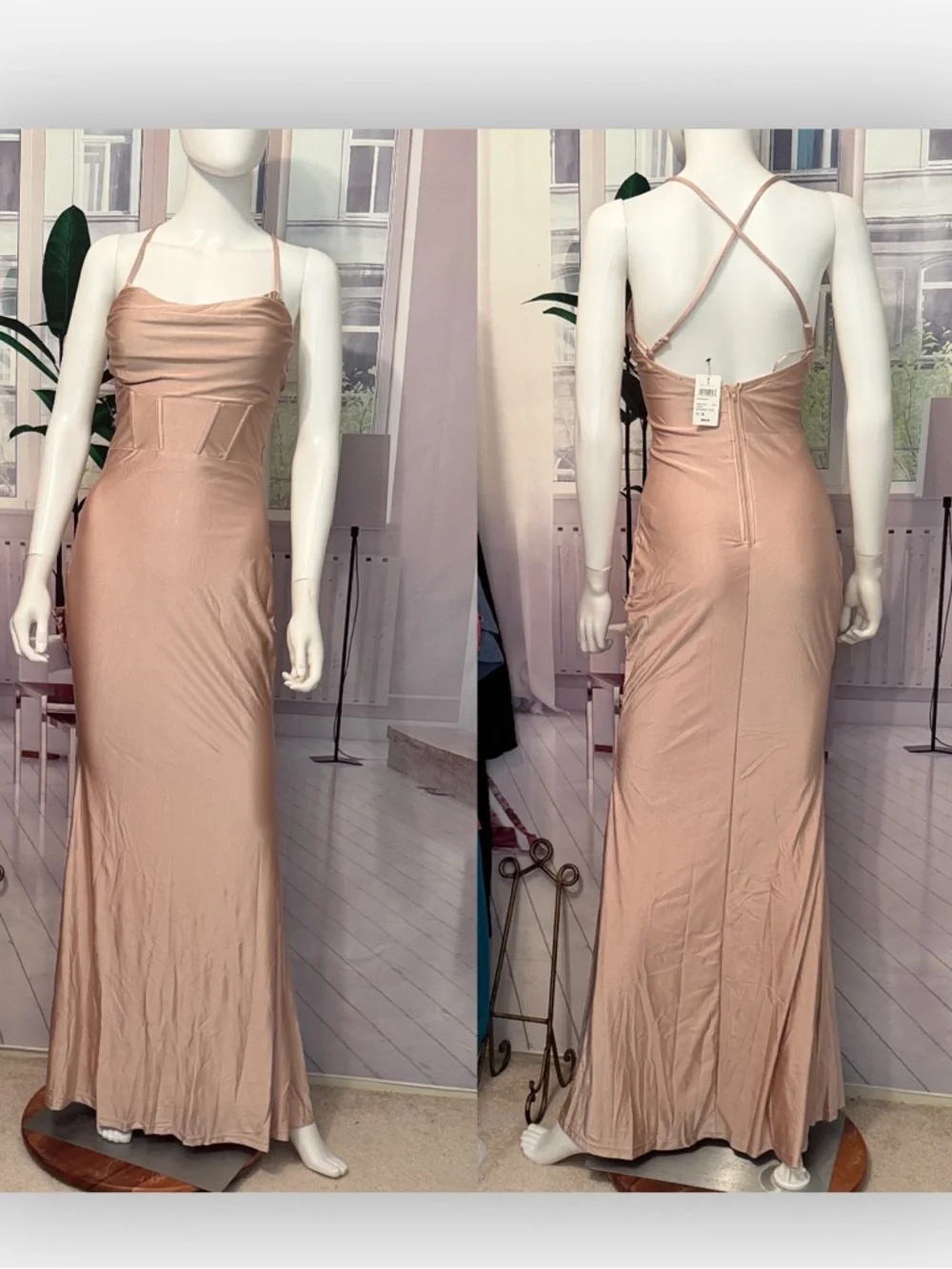 Windsor Taupe Maxi Dress. Size XS S. 260